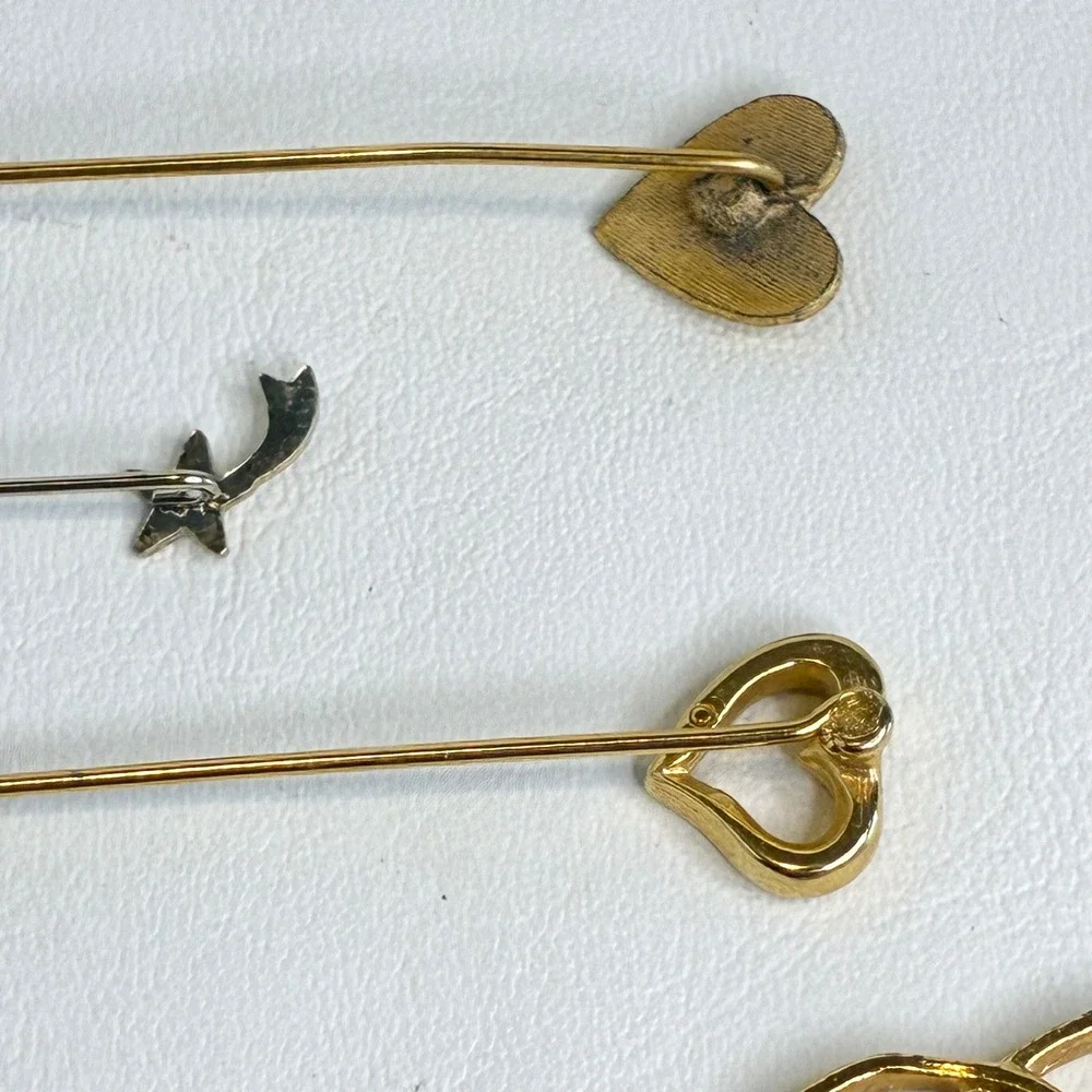 Vintage Pin Lot Avon Heart World Star Stick Pins Gold Tone Jewelry 7 Pieces